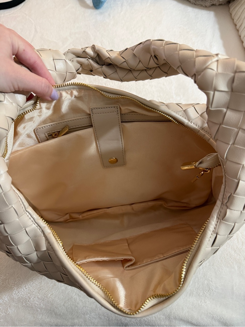 Anthropologie Woven Shoulder Hobo Bag in Beige - Picture 3 of 5